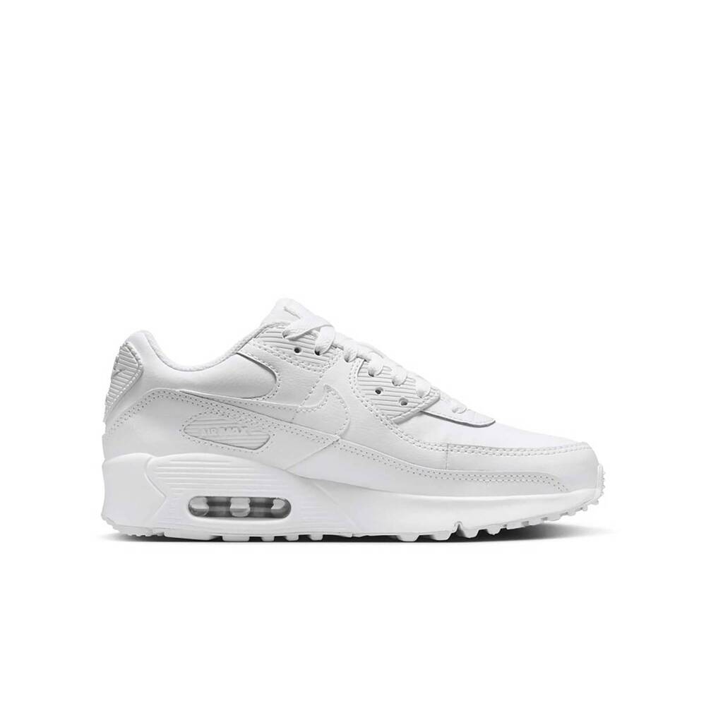 NEW NIKE big kid's air max 90 shoes in white/metallic silver/white/white